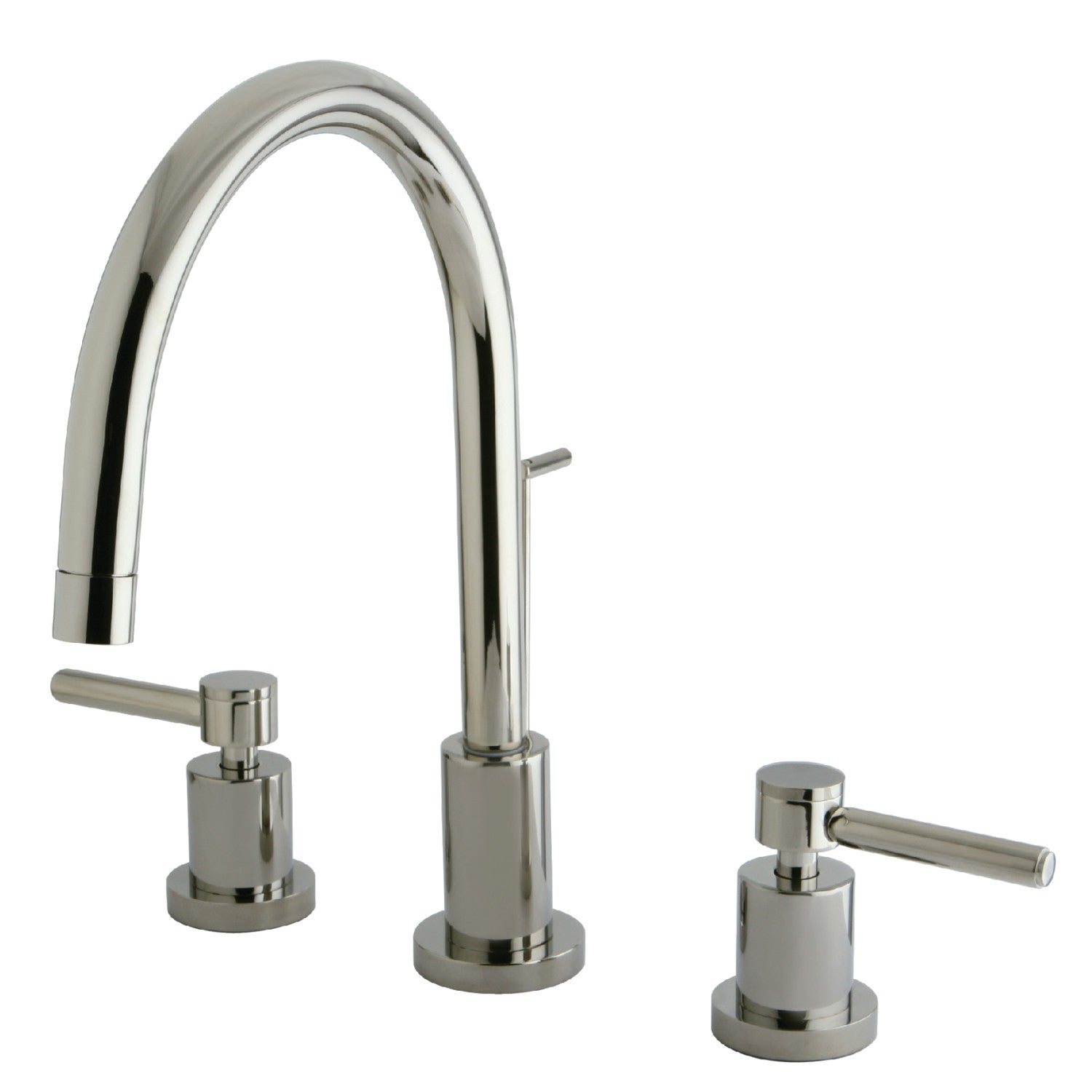 Kingston Sona KS8926DL - Concord Two-Handle 3-Hole Deck Mount Widespread Bathroom Faucet with Brass Pop-Up, Polished Nickel — image 1